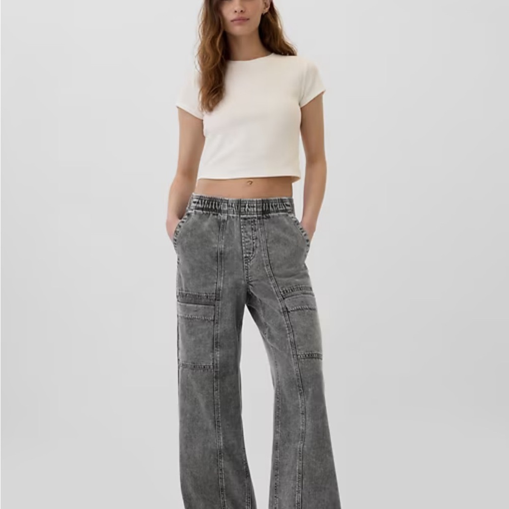GAP Black/Gray High Rise Wide Leg Pull on Jean
